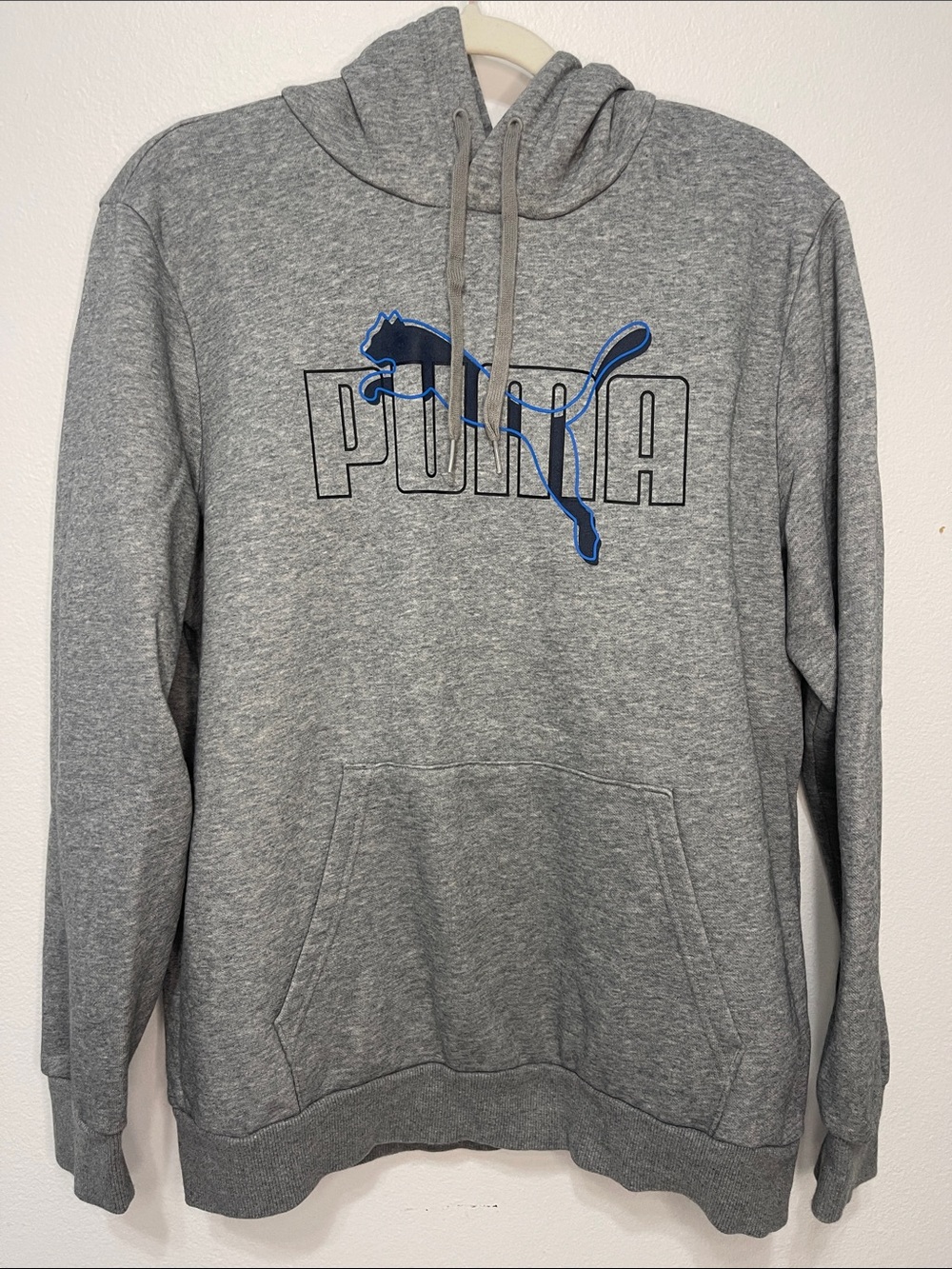Puma Gray Hoodie with Blue Puma Logo Size Medium